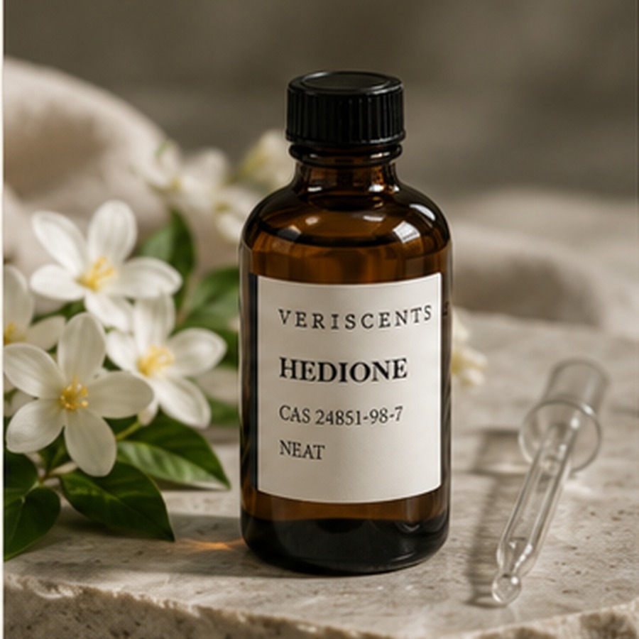 Hedione perfumery material in an amber Veriscents bottle