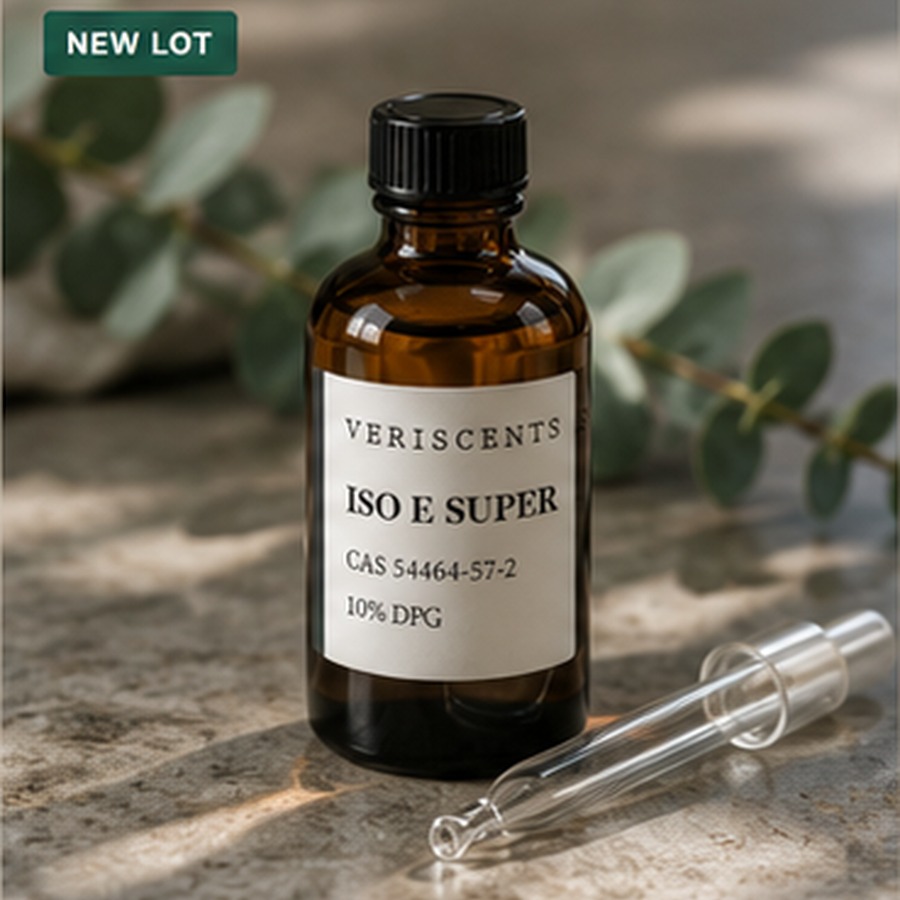 Iso E Super perfumery material in an amber Veriscents bottle